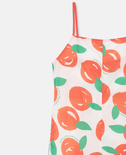 Girls Orange Cotton Jumpsuit