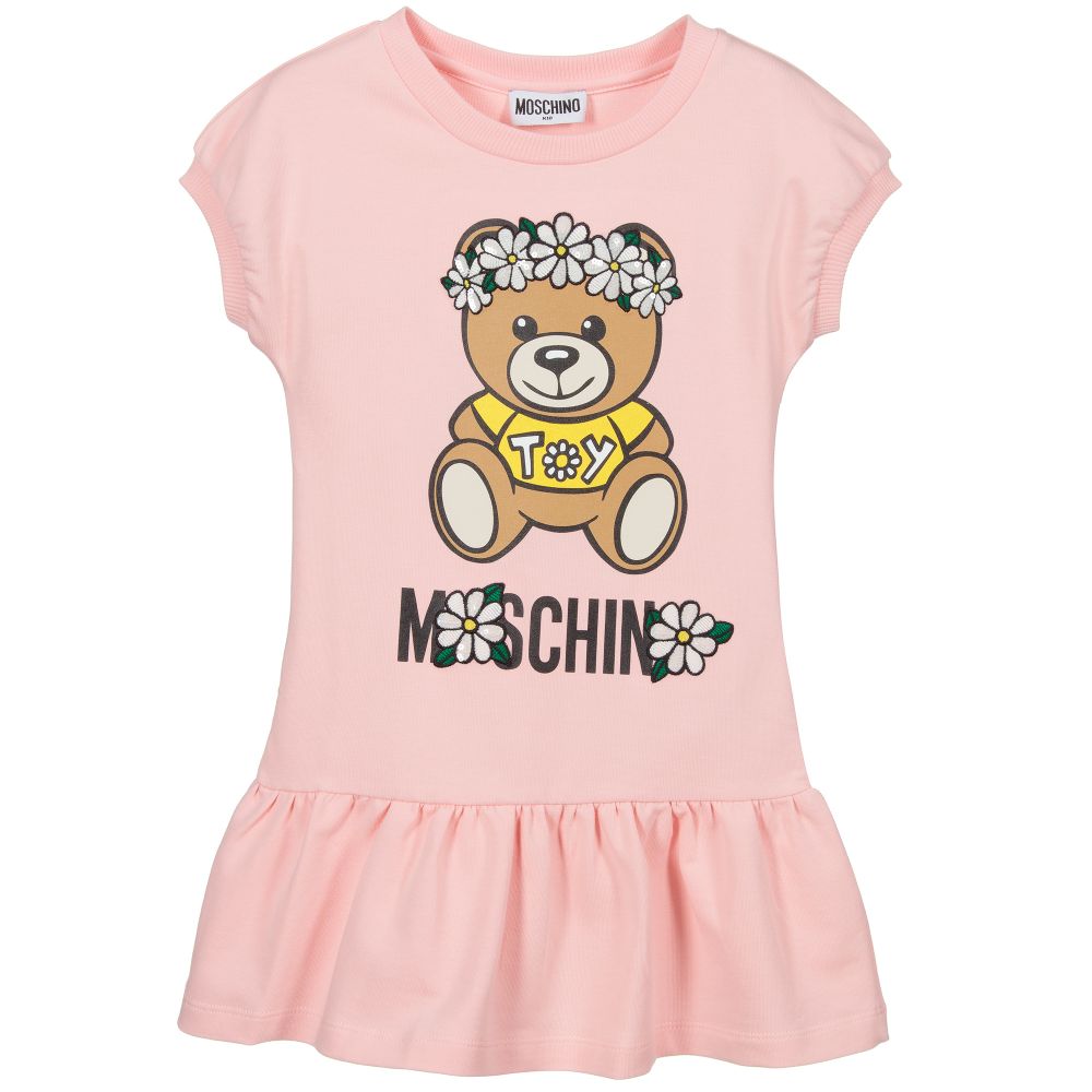 Girls Pink Logo Cotton Dress