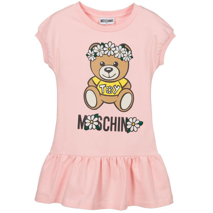 Girls Pink Logo Cotton Dress