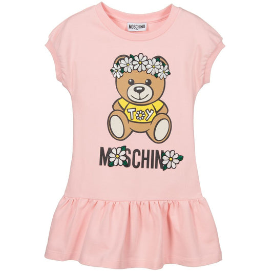 Girls Pink Logo Cotton Dress