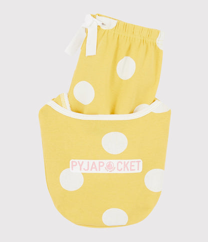 Girls Yellow Dots Cotton Nightwear set
