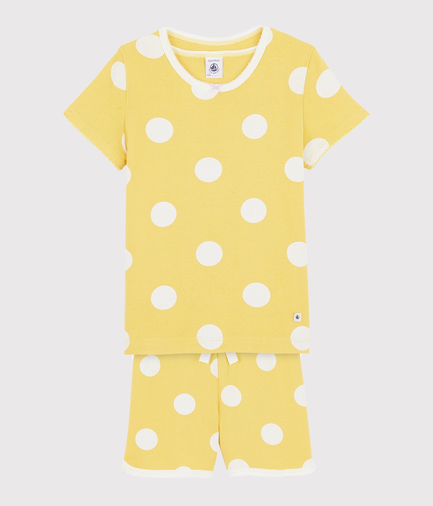 Girls Yellow Dots Cotton Nightwear set