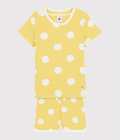 Girls Yellow Dots Cotton Nightwear set