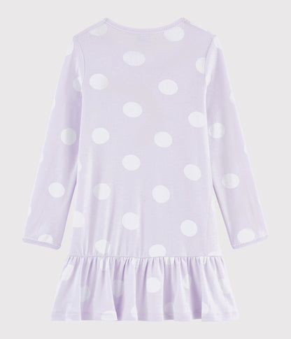 Girls Purple Dot Cotton Nightwear