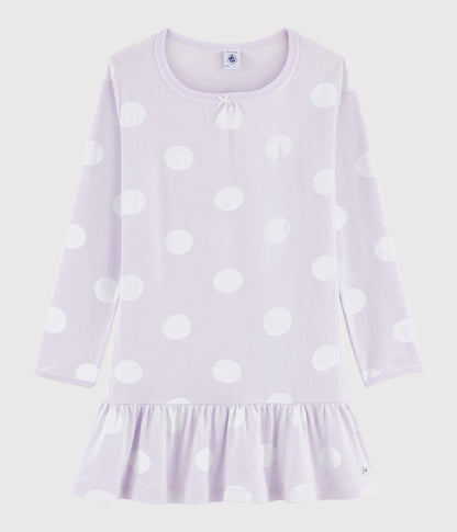 Girls Purple Dot Cotton Nightwear