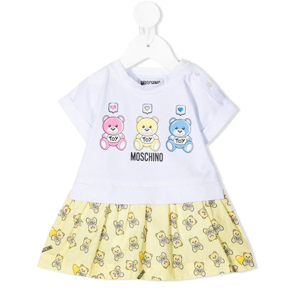 Baby Girls White & Yellow Cotton Dress
