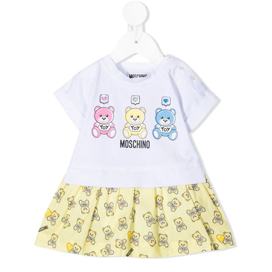 Baby Girls White & Yellow Cotton Dress