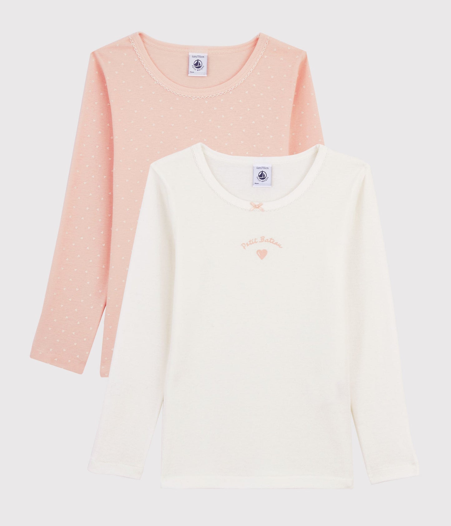 Girls Pink & White Long Sleeve Cotton T-Shirt