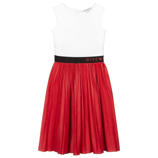 女童白色&红色连衣裙