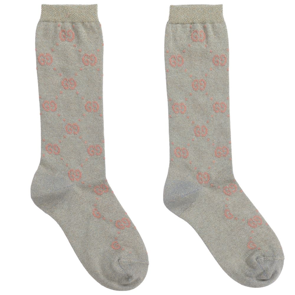 Girls Blue & Pink GG Logo Socks
