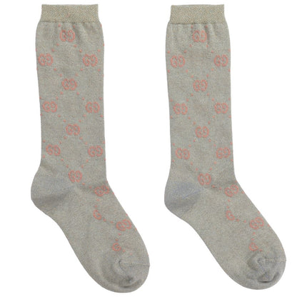 Girls Blue & Pink GG Logo Socks