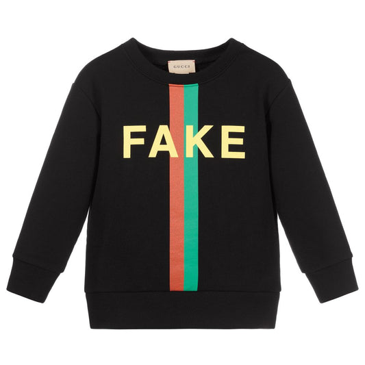 Boys & Girls Black Striped Cotton Sweatshirt