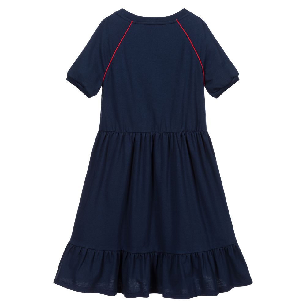 Girls Blue Printing Cotton Dress