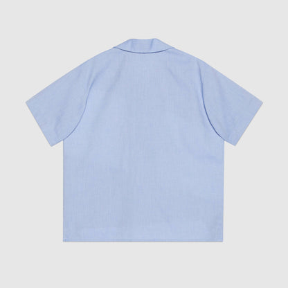 Boys Blue Embroidered Logo Cotton Shirt