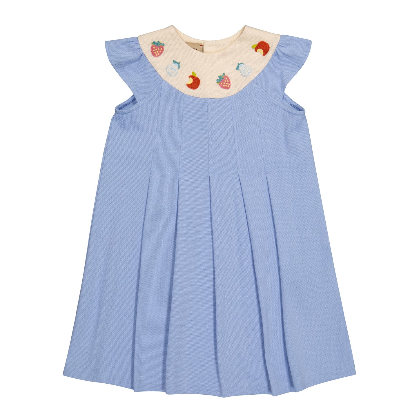 Girls Blue Embroidered Cotton Dress