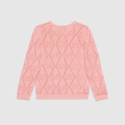 Girls Pink GG Logo Cotton Cardigan