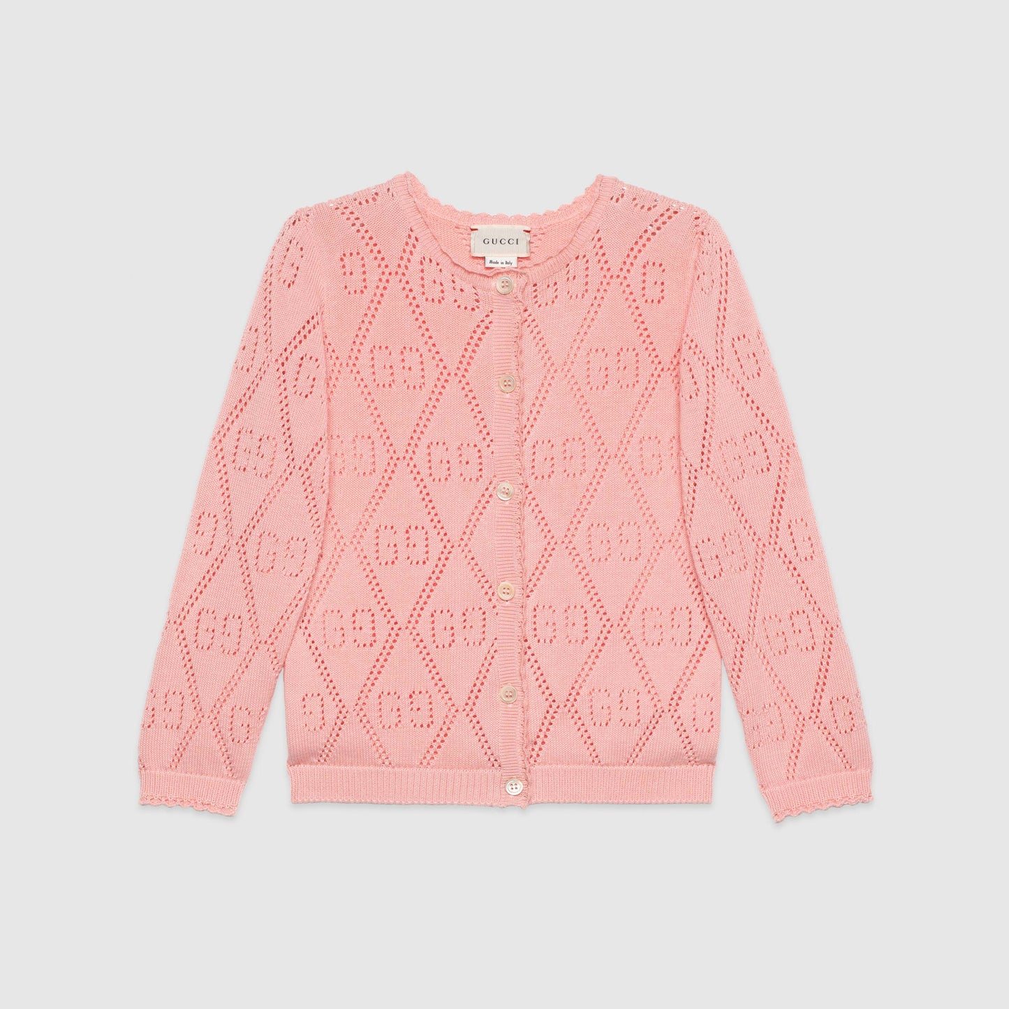 Girls Pink GG Logo Cotton Cardigan