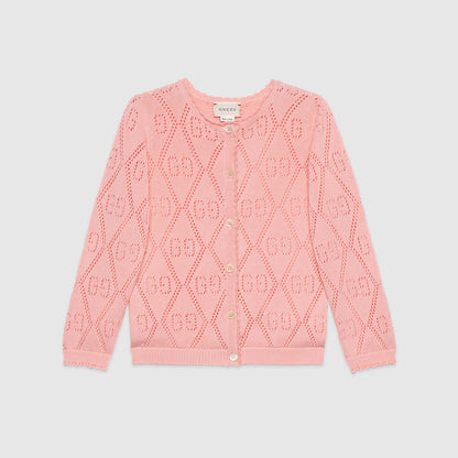 Girls Pink GG Logo Cotton Cardigan