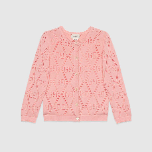 Girls Pink GG Logo Cotton Cardigan