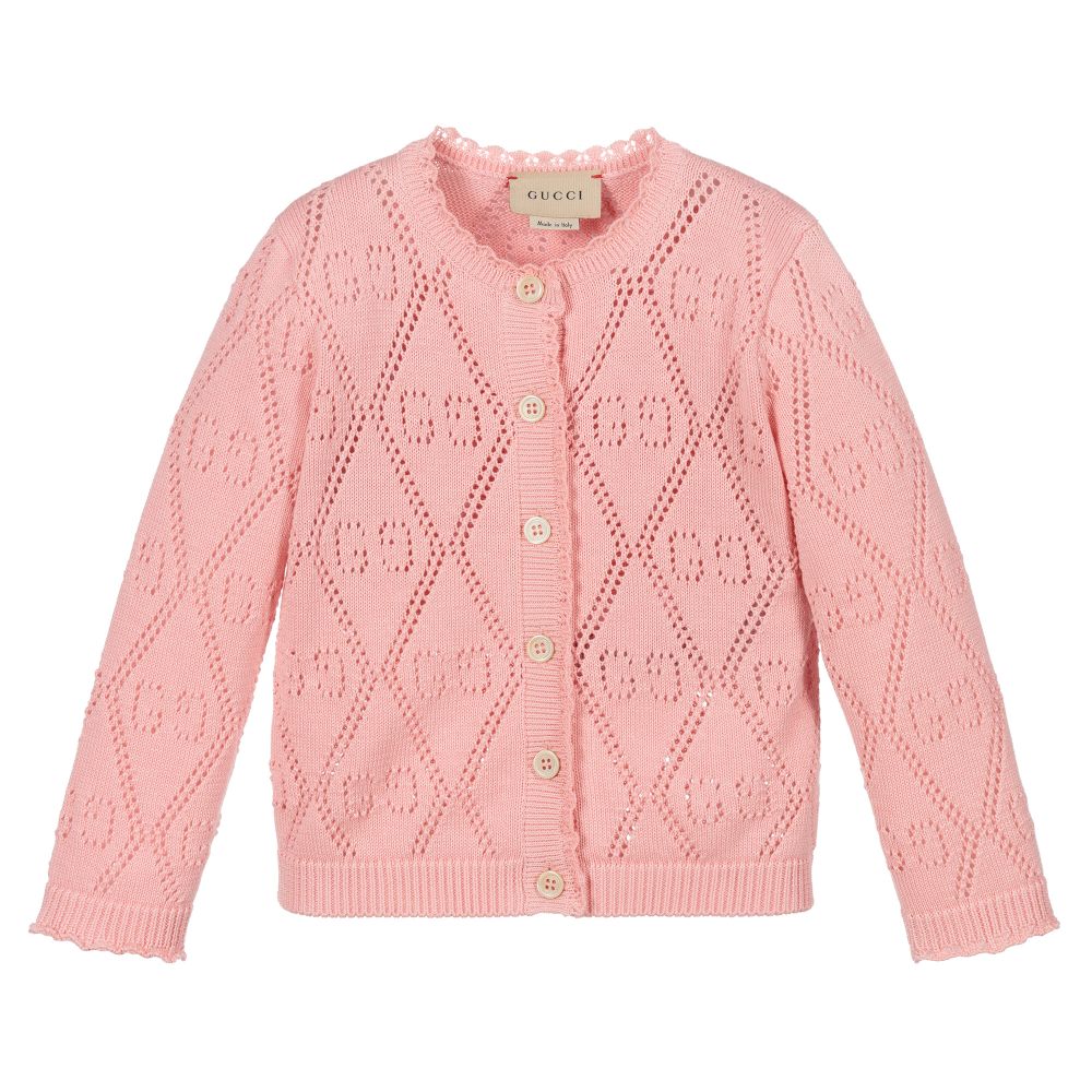 Baby Girls Pink GG Cotton Cardigan