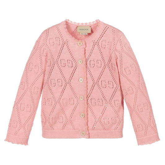 Baby Girls Pink GG Cotton Cardigan