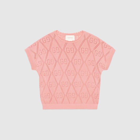 Girls Pink GG Knit Sweater