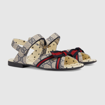 Girls Beige & Blue GG Sandals