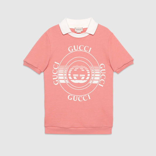 Girls Pink Logo Cotton Dress