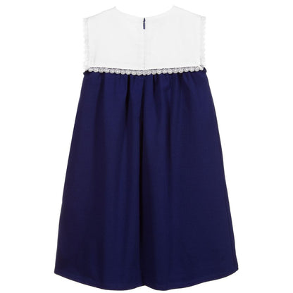 Girls Blue GG Logo Cotton Dress