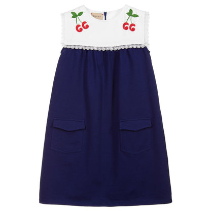Girls Blue GG Logo Cotton Dress