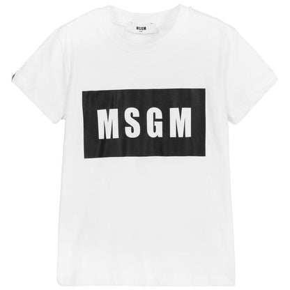 Boys & Girls White Logo Cotton T-Shirt