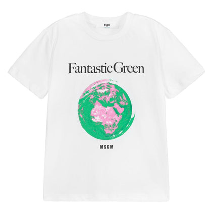 Boys & Girls White Print T-Shirt