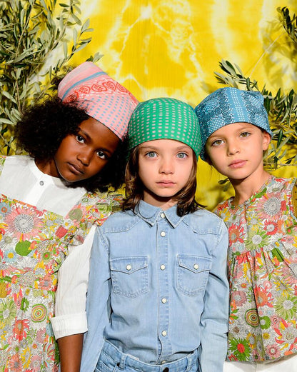 Girls Green Flowers Cotton Top