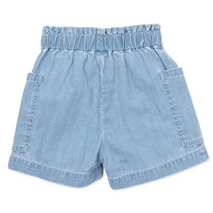 Girls Blue Embroidered Denim Shorts