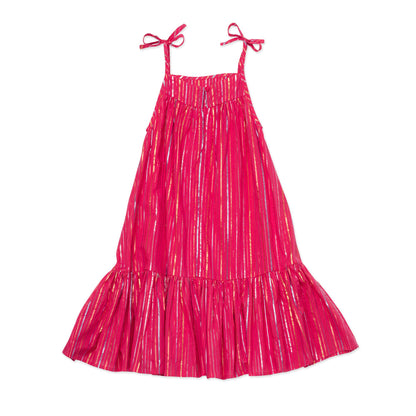 Girls Bright Red Stripes Dress