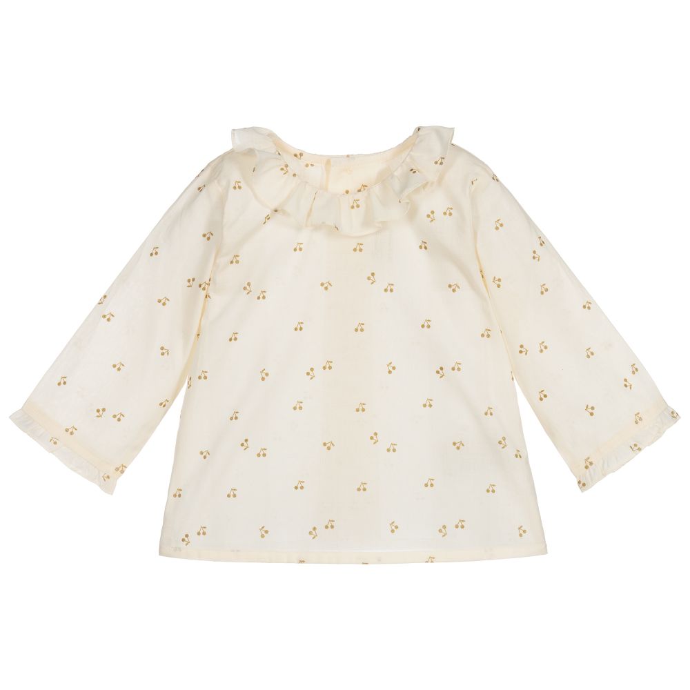 Baby Girls Beige Ruffled Collar Blouse