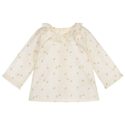 Baby Girls Beige Ruffled Collar Blouse