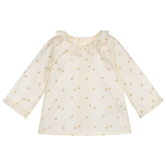 Baby Girls Beige Ruffled Collar Blouse