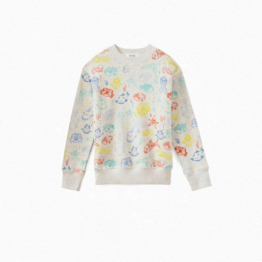 Boys White Painted Cotton Sweatshirt