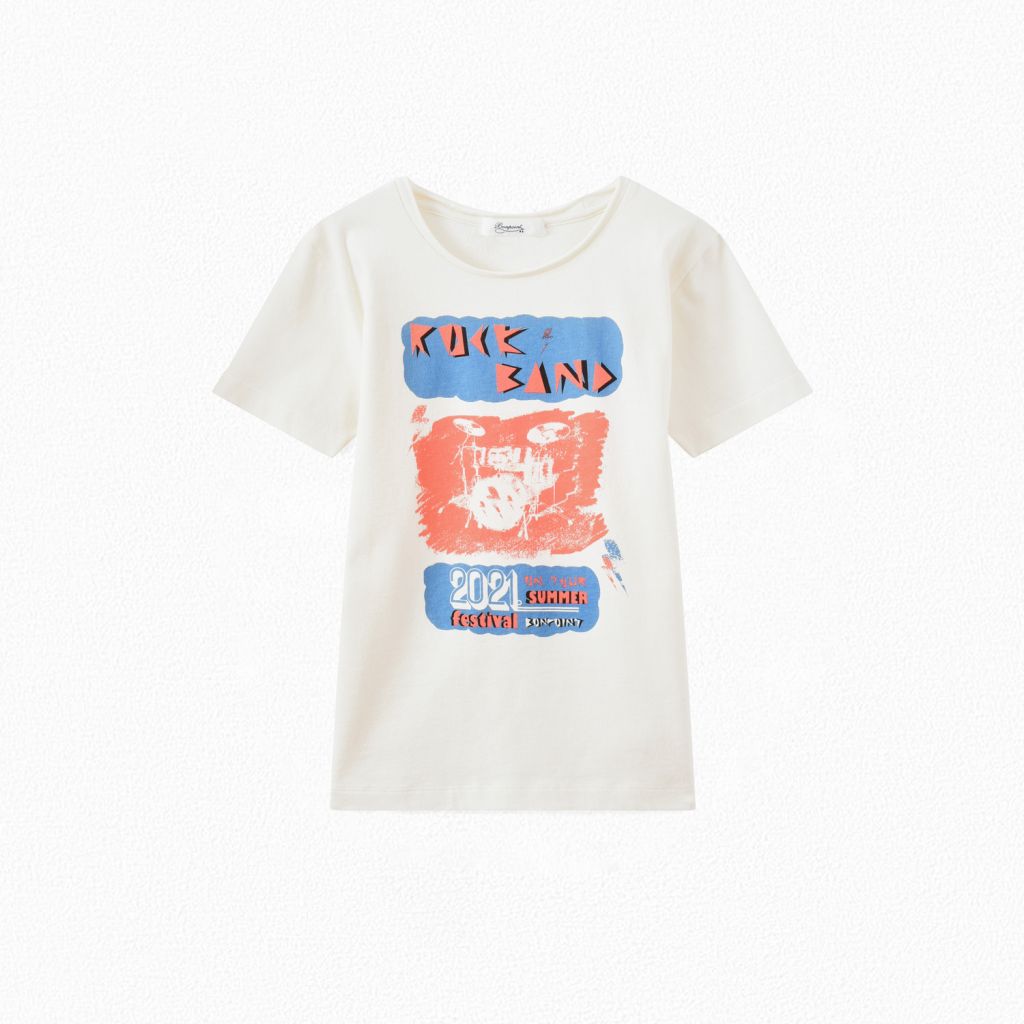 Boys Beige Print T-Shirt