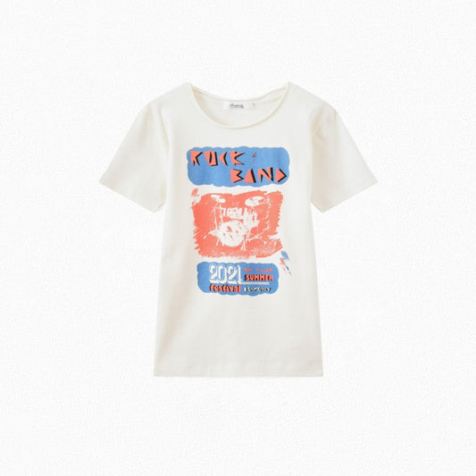Boys Beige Print T-Shirt