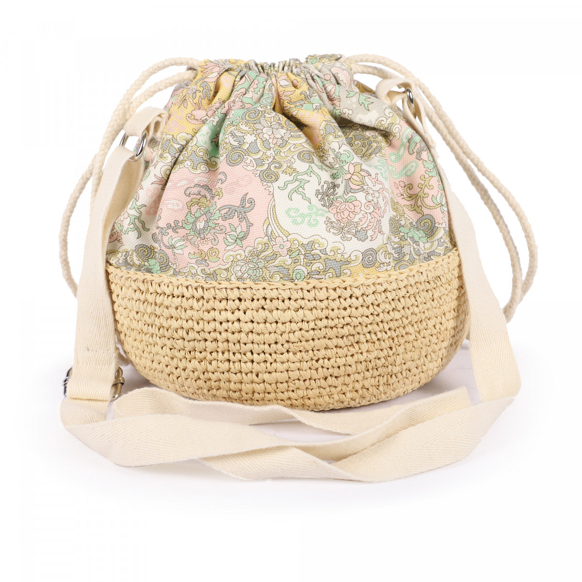 Girls Yellow Floral Raffia Bag