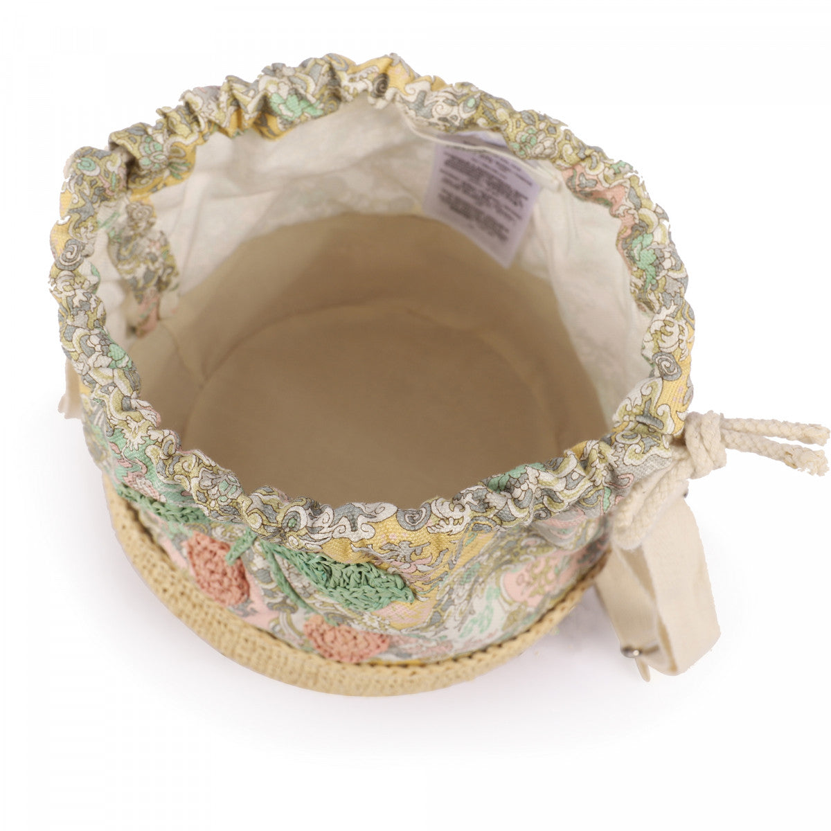 Girls Yellow Floral Raffia Bag