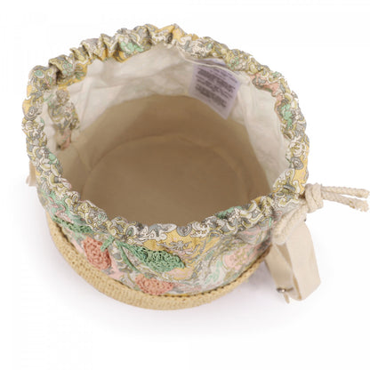 Girls Yellow Floral Raffia Bag