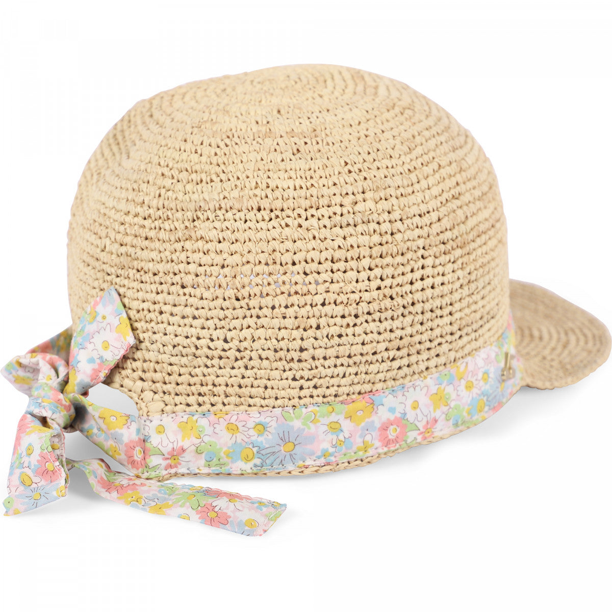 Girls Beige Raffia Sun Cap