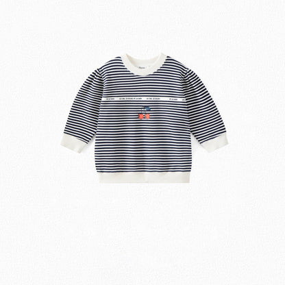 Girls White Stripe Cherry Sweatshirt