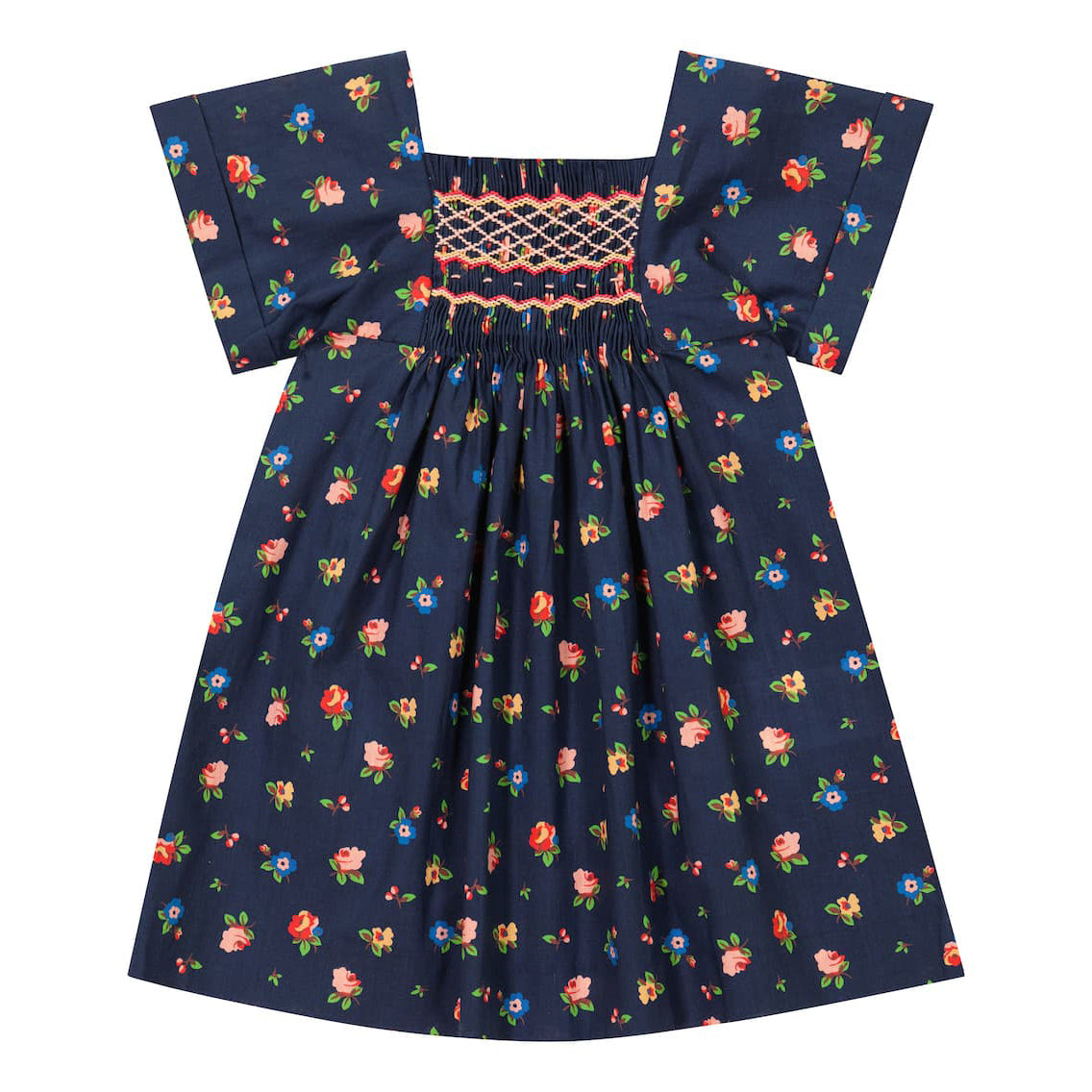 Baby Girls Navy Floral Cotton Dress