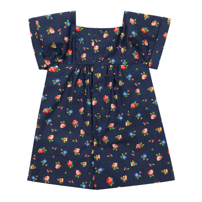 Baby Girls Navy Floral Cotton Dress