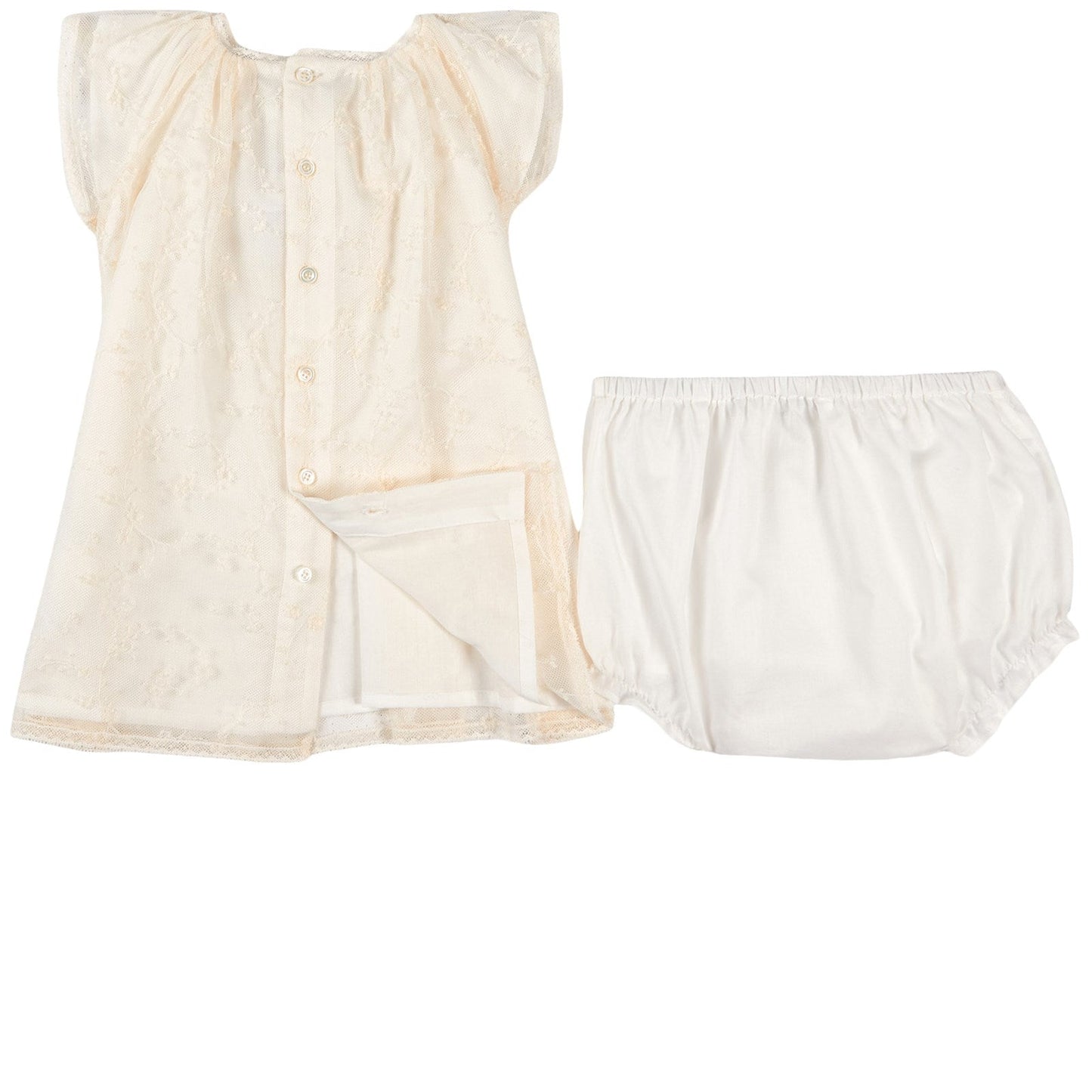 Baby Girls Ivory Embroidered Dress Set
