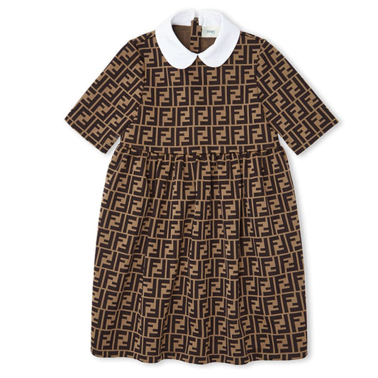 Girls Brown FF Logo Dress